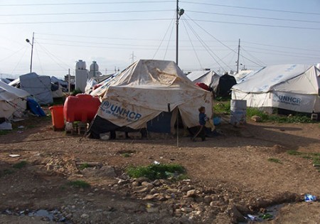 A Syrian refugee camp in the Middle East.