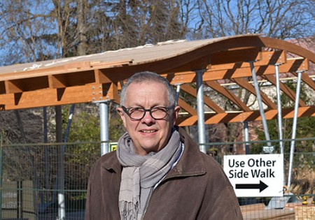 New green bike shelter is being built at the University of Guelph.