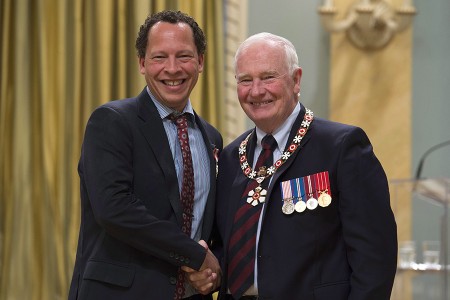 Governor General David Johnston invests Lawrence Hill, from Hamilton, Ont. as a Member of the Order of Canada during a ceremony at Rideau Hall Friday September 23, 2016 in Ottawa. THE CANADIAN PRESS/Adrian Wyld