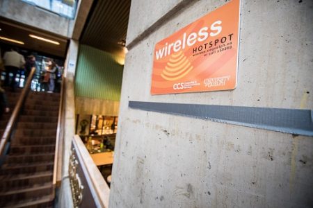 University wireless hotspot sign