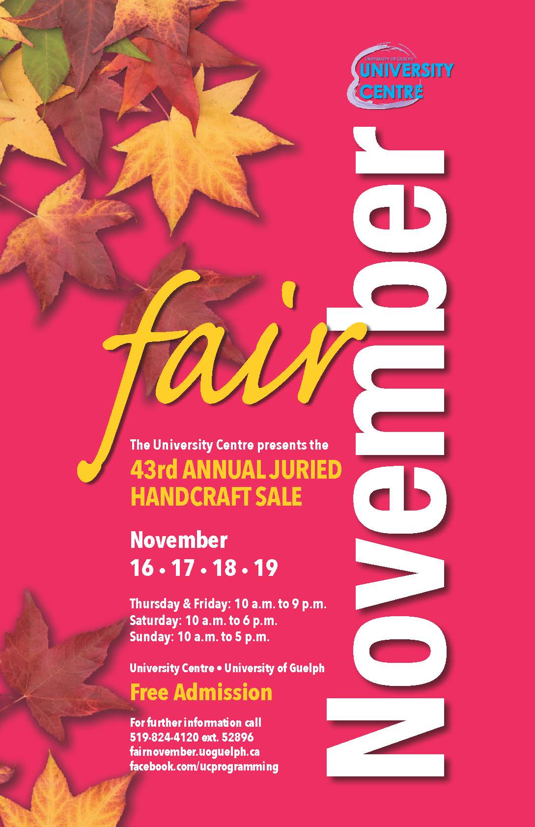 Fair November Poster with red background and leaves