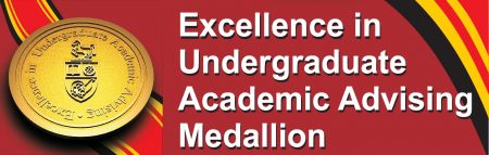 Image of medallion with text "Excellence in Undergraduate Academic Advising Medallion"