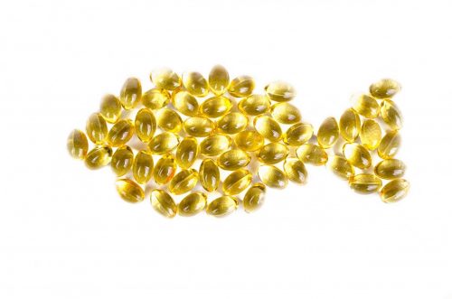 omega-3 capsules in the shape of a fish