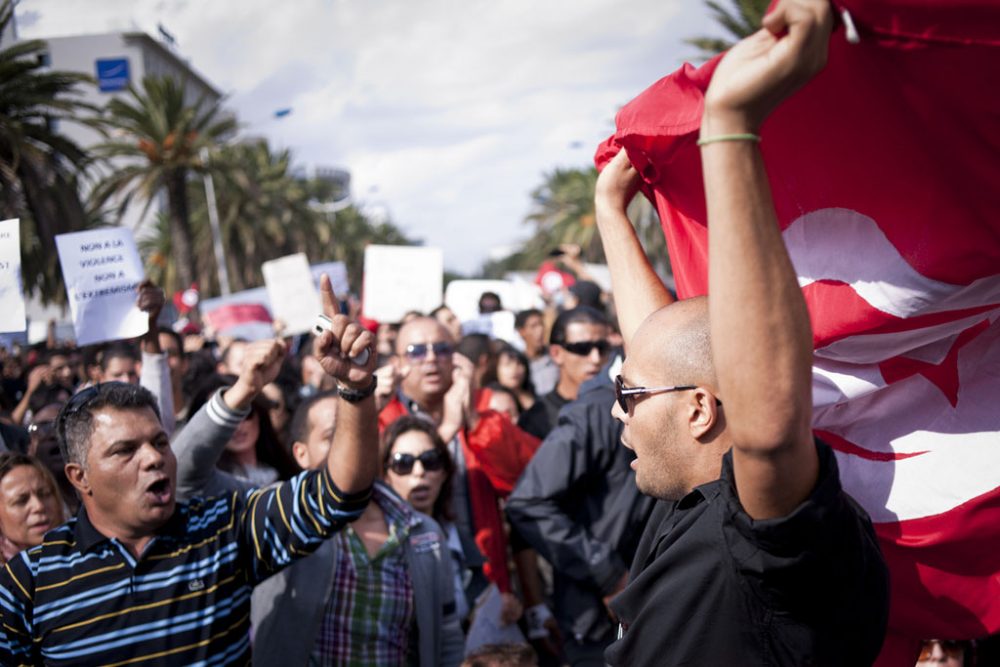 Tunis, Tunisia 16 October 2011. Tunisians demonstrate for peace, freedom of speech and for a secular state (photo by European Parliament via Flickr)