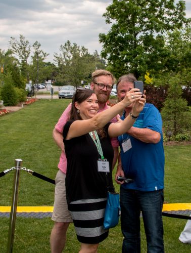 Three people posing for a selfie