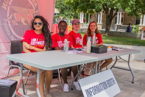 Orientation Volunteers at info booth