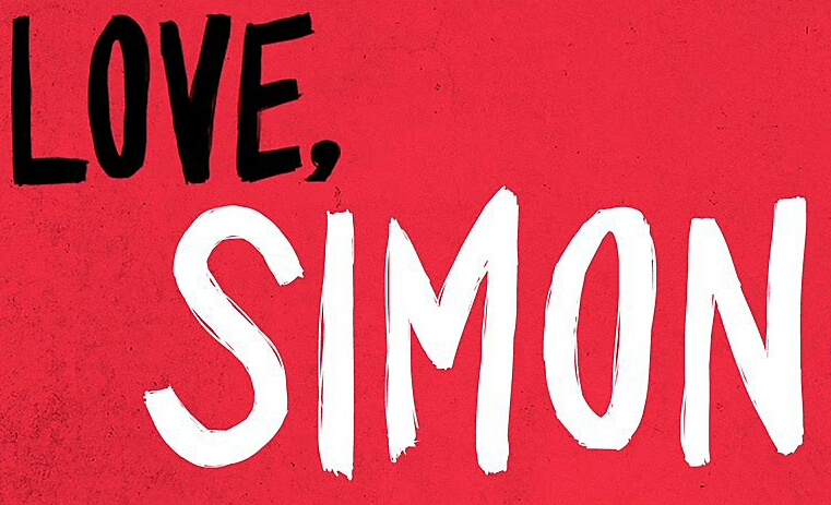 Love, Simon poster - red and white type on red background