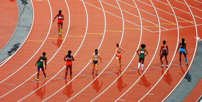 photo of racers at the start line of a track