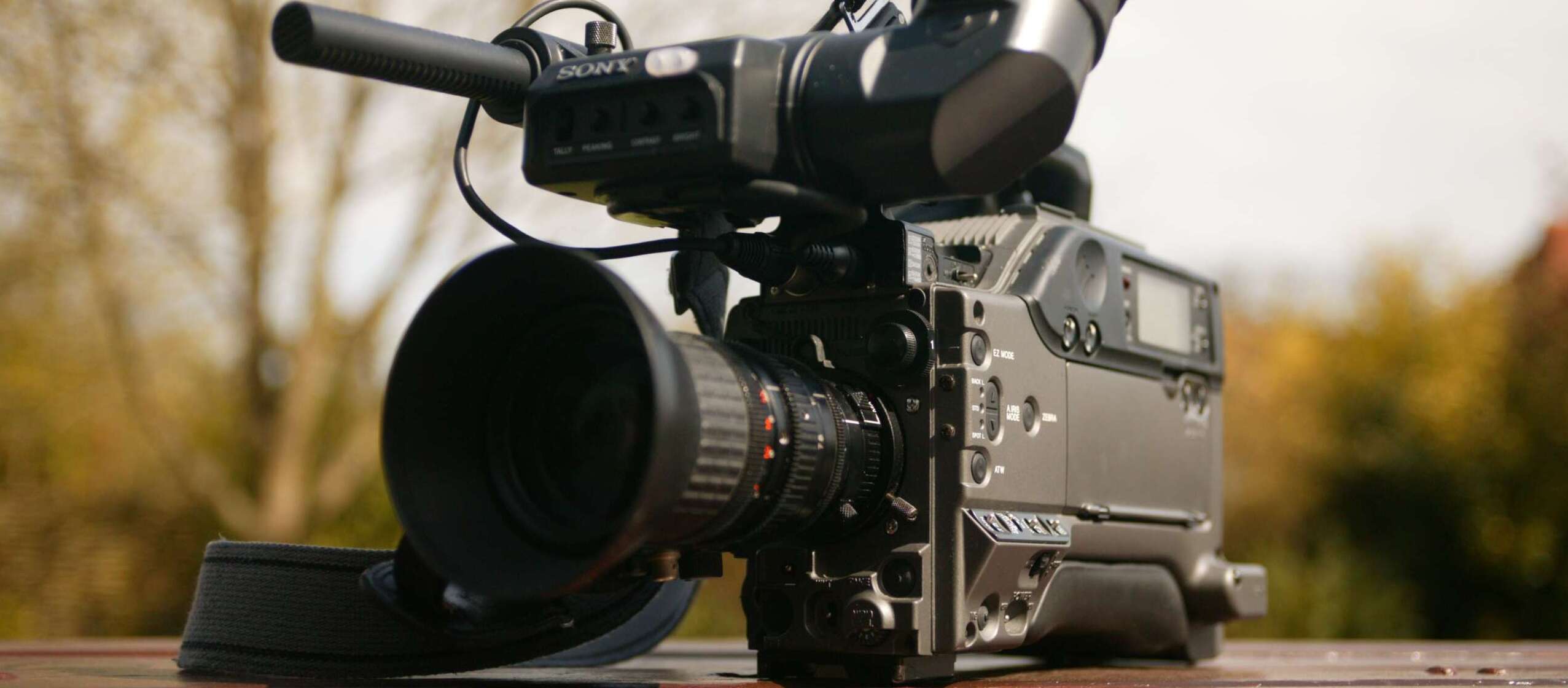 A television video camera sits on a table