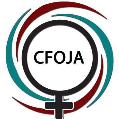 Logo shows a female symbol and the letters CFOJA