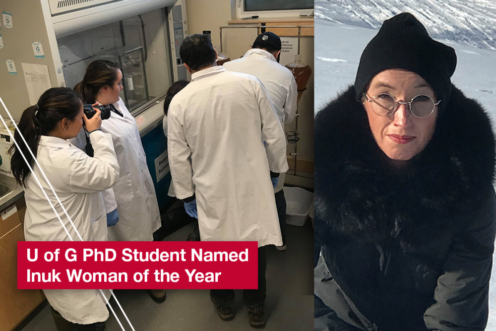 Photo of Sharon Edmunds with the text: PhD STudent Named Inuk Woman of the Year