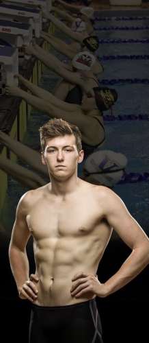 Swimmer in bare-chested pose