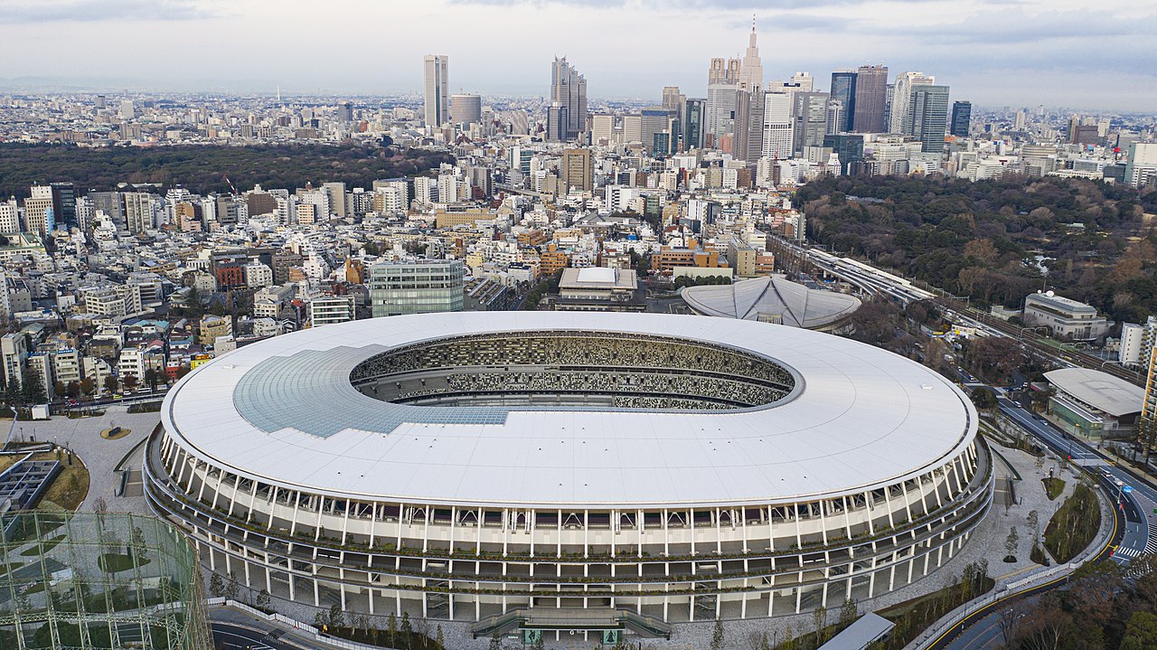 An aerial view of Tokyo's National Stadium