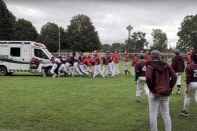 Gryphons Baseball Players Help Rivals in Mid-Game Emergency