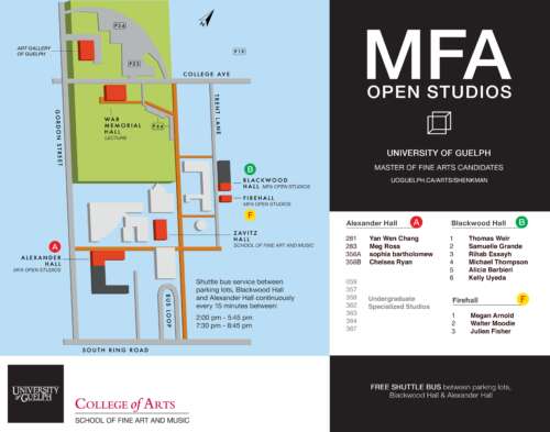 Map of locations for Open Studios 2022