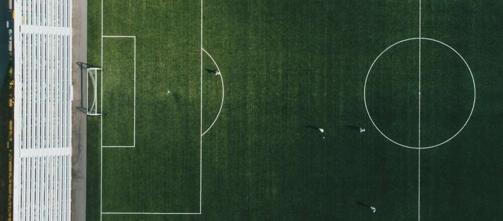 A green and white soccer field