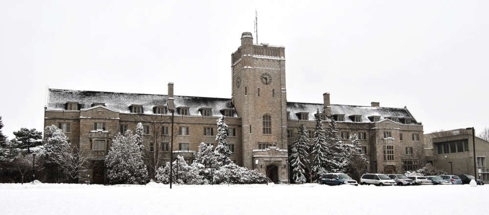 Johnston Hall on the U of G campus covered in snow