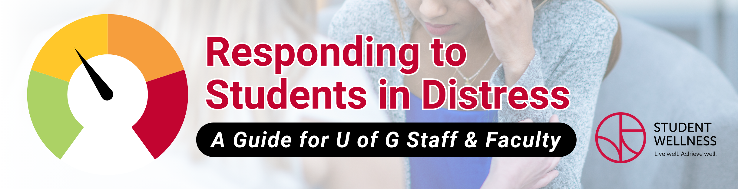 Responding to Students in Distress. A guide for U of G staff and faculty. Student wellness logo.