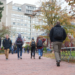 Students walk through Branion Plaza in the fall.