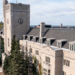 Aerial shot of Johnston Hall on a sunny day