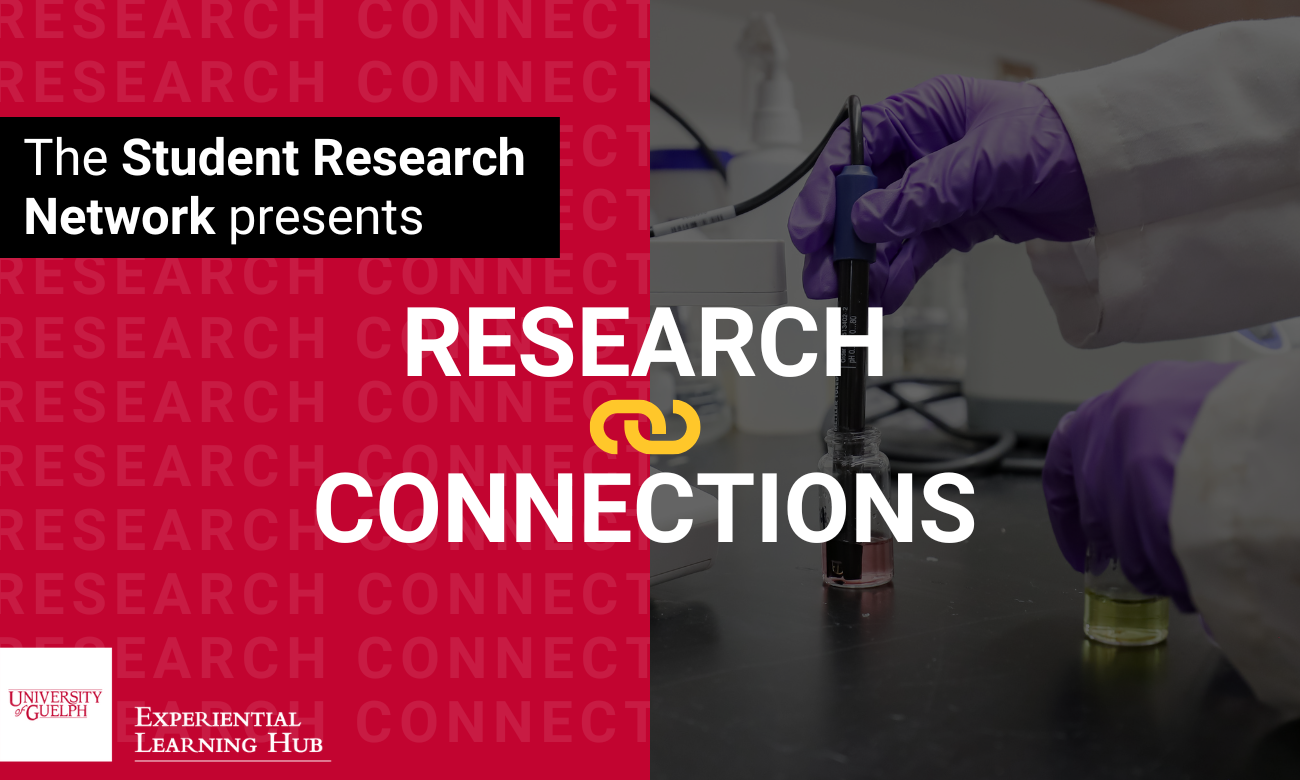 The Student Research Network presents Research Connections. Experiential Learning Hub logo.