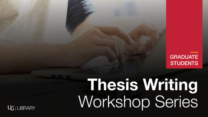Thesis Writing Workshop Series. A person typing.