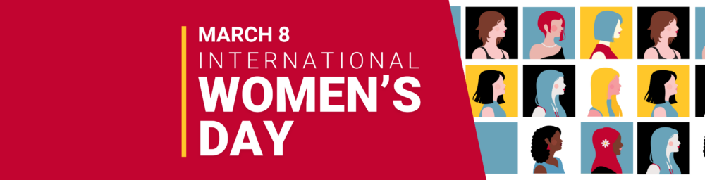 March 8, International Women's Day. A grid of graphic representations of women of various identities.