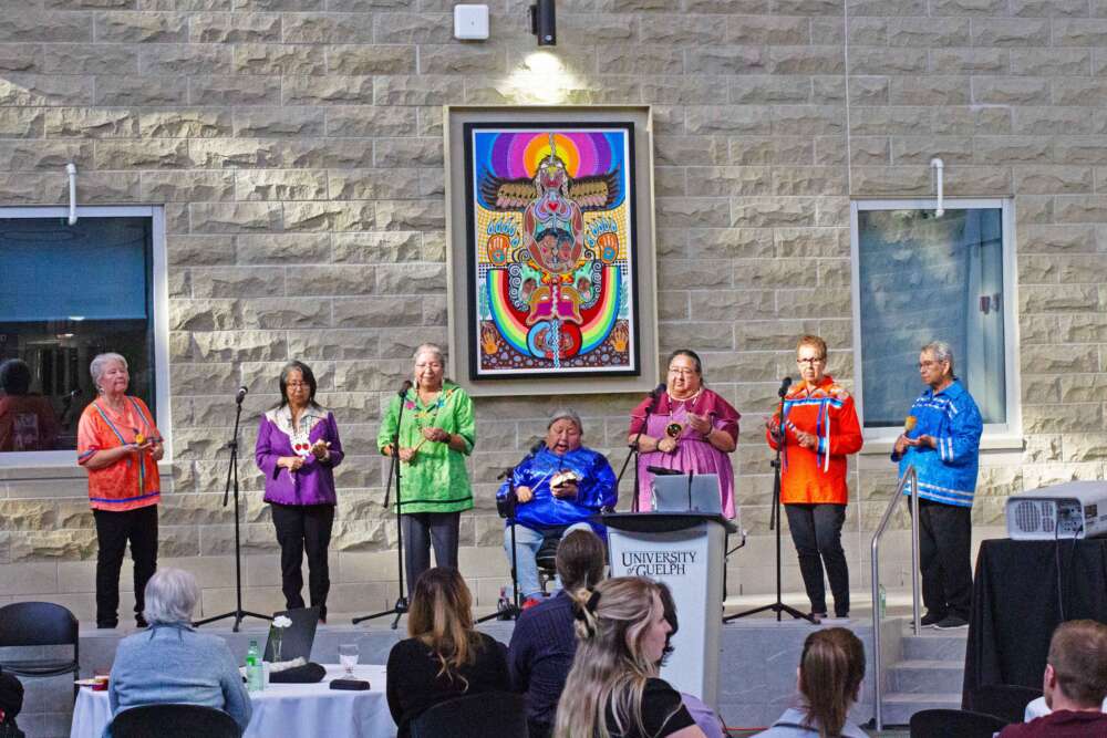 The Six Nations Women Singers perform at the Waasamowin ceremony.