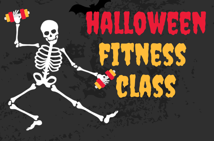 Dancing skeleton Halloween Fitness Class.