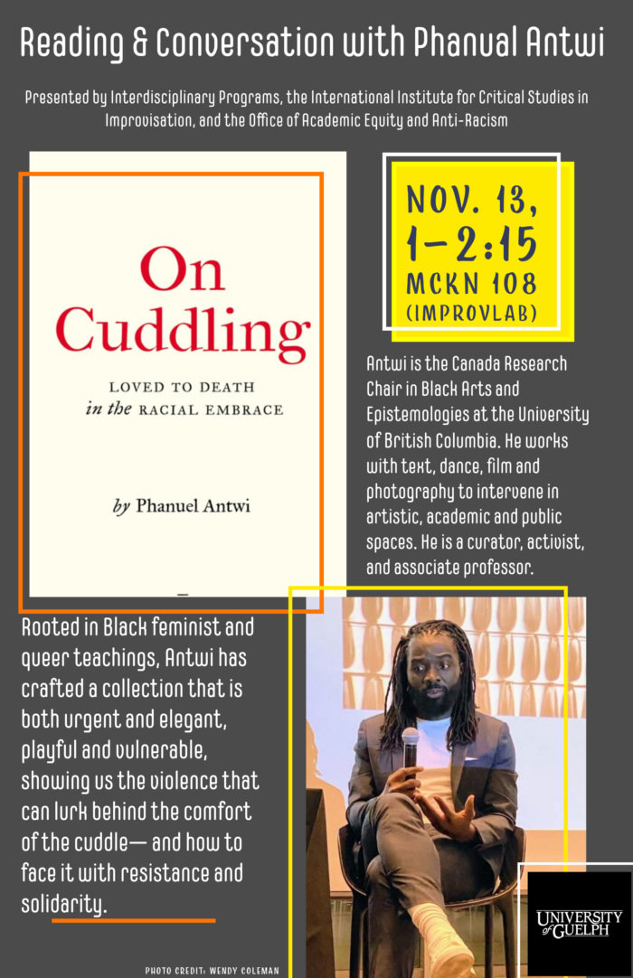 ON Cuddling event poster, with the event details and headshot of Dr. Phanuel Antwi.