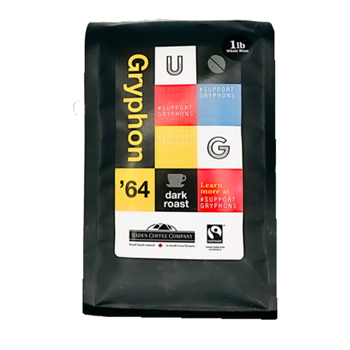 A bag of Gryphon coffee.