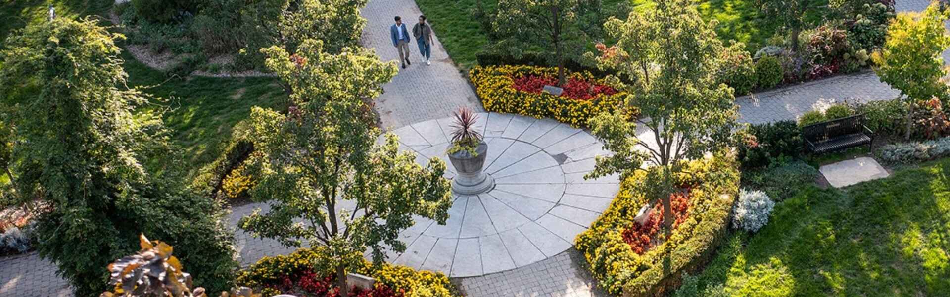 Aerial shot of gardens on the U of G campus