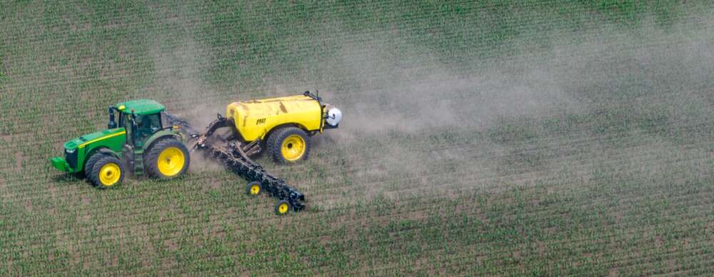 a tractor in a field