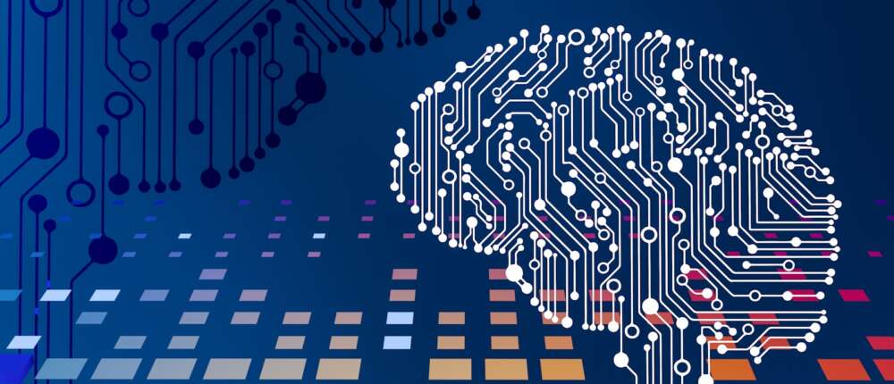 a computer circuit board with a brain on it