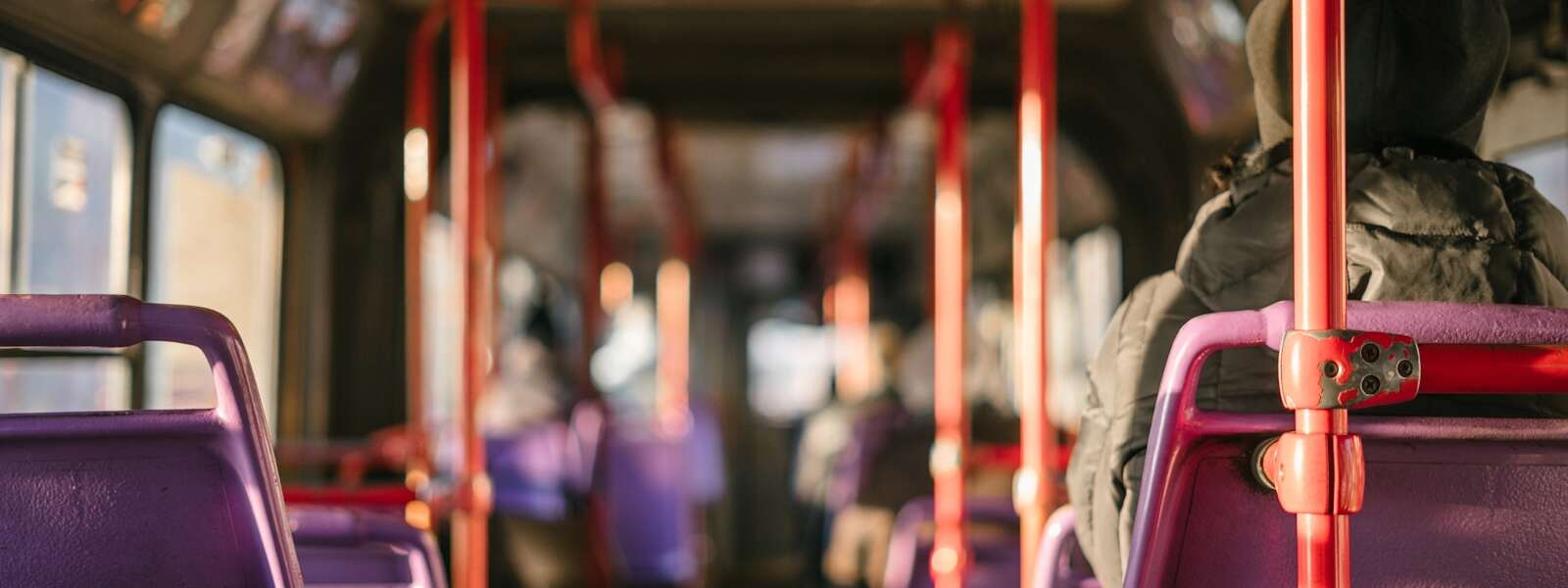 person standing in transportation vehicle