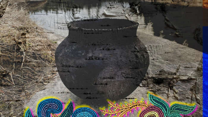 A pot made out of clay.